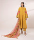 Women's Unstitched Cambric Embroidered Yellow 3 Piece Suit